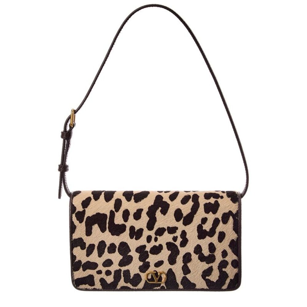 Valentino Vlogo Haircalf & Leather Shoulder Bag, Brown - Picture 1 of 6